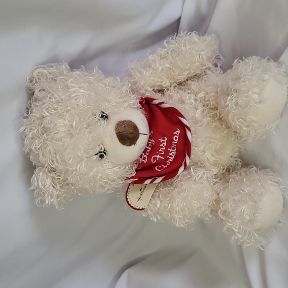 Babys first Christmas Bear Textured Fur Hallmark with Hang Tag New Old Stock - Picture 8 of 10